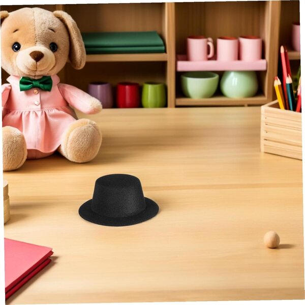 Mini Cappelli a Cilindro Neri 15 Pezzi per Decorazioni Natalizie e Fai da Te