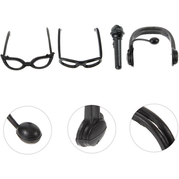 Hemobllo Mini Occhiali per Bambole Neri Accessori Leggeri e Resistenti Stile Rock