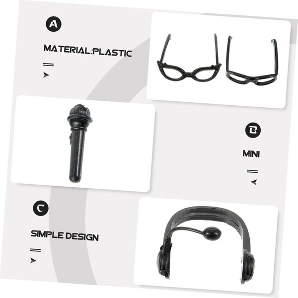 Hemobllo Mini Occhiali per Bambole Neri Accessori Leggeri e Resistenti Stile Rock