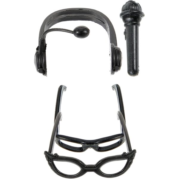 Mini Auricolari e Occhiali per Bambole in Plastica Neri - Accessori Leggeri per Decorazioni e Costume