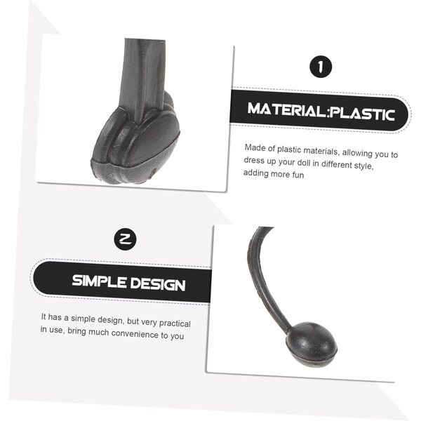Mini Auricolari e Occhiali per Bambole in Plastica Neri - Accessori Leggeri per Decorazioni e Costume