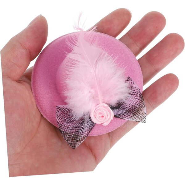 ORFOFE 5 Mini Cappelli per Bambole con Rete e Fiore, Accessori Artigianali Colorati