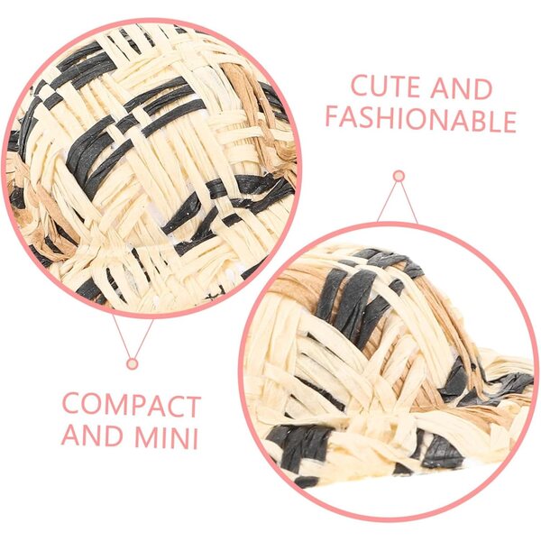 20 Mini Cappelli di Paglia Intrecciata Multicolore per Decorazioni e Artigianato