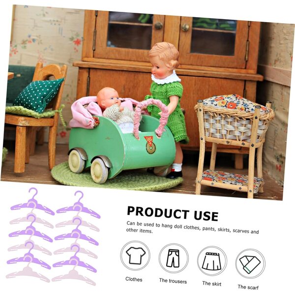 BESTonZON 16 Grucce in Plastica per Vestiti di Bambole Miniatura Colorate