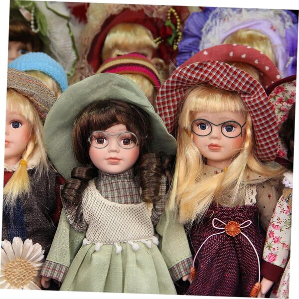 20 Vintage Miniaturgläser für Puppen mit farbigen Leichtmetallrahmen