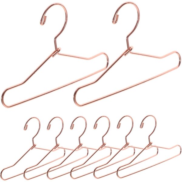 10 Mini-Kleiderbügel aus roségoldenem Metall für Puppen – elegant und widerstandsfähig, 7,5 x 3,8 cm
