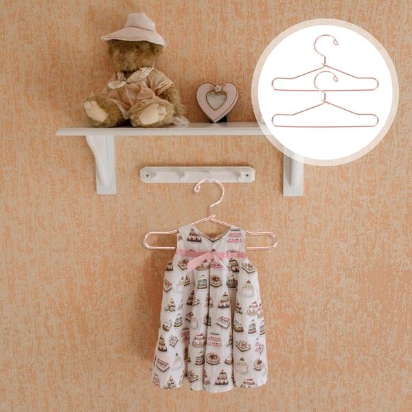 10 Mini-Kleiderbügel aus roségoldenem Metall für Puppen – elegant und widerstandsfähig, 7,5 x 3,8 cm