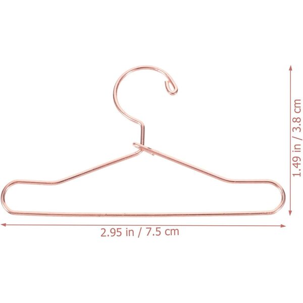 10 Mini-Kleiderbügel aus roségoldenem Metall für Puppen – elegant und widerstandsfähig, 7,5 x 3,8 cm