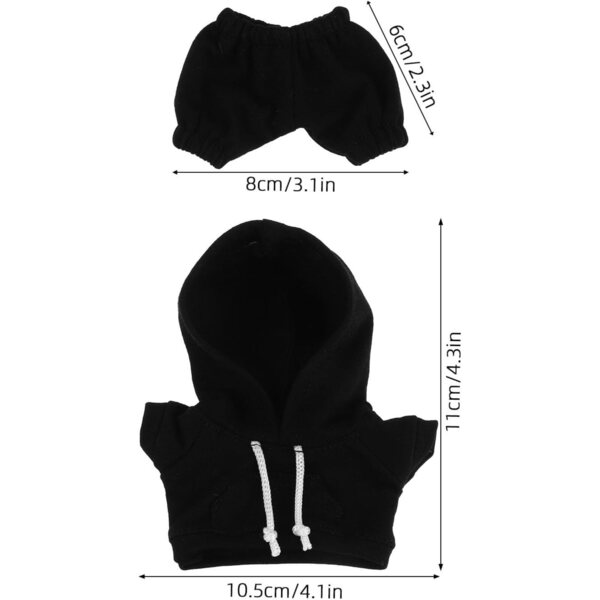 Kapuzen-Kleidungsset für 17 cm große Gatuida-Puppen – schwarzes Sweatshirt und Hose