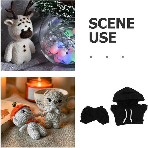 Kapuzen-Kleidungsset für 17 cm große Gatuida-Puppen – schwarzes Sweatshirt und Hose