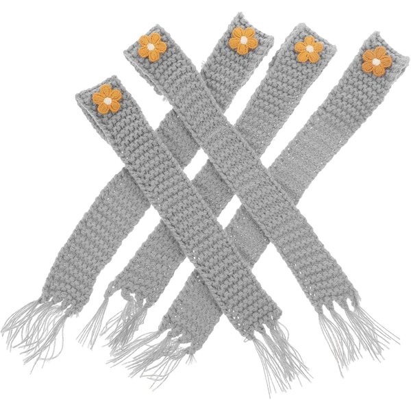 Set 5 Mini Sciarpe in Lana Soffice Regolabili per Bambole, Bottiglie e Progetti DIY