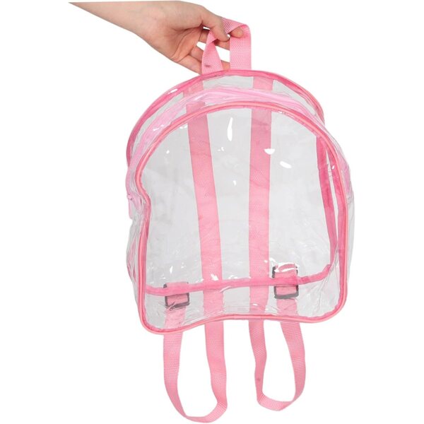 YARNOW Borsa Trasparente in PVC Rosa per Bambole e Peluche Organizer Portatile 30x25x10cm