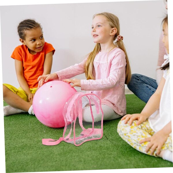 YARNOW Borsa Trasparente in PVC Rosa per Bambole e Peluche Organizer Portatile 30x25x10cm