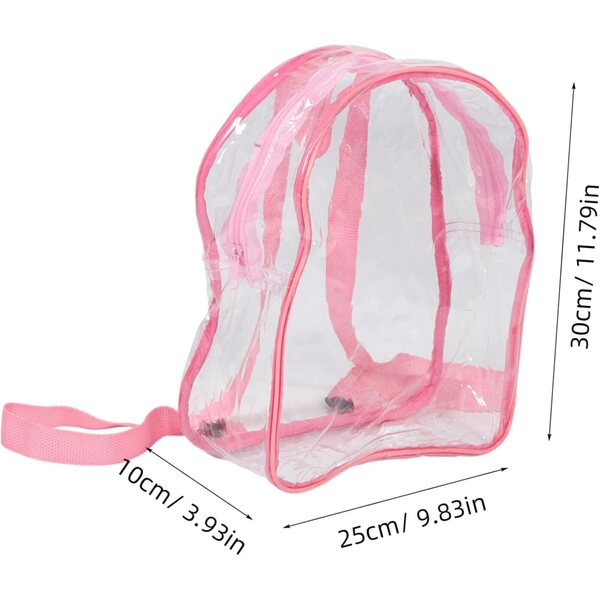 YARNOW Borsa Trasparente in PVC Rosa per Bambole e Peluche Organizer Portatile 30x25x10cm