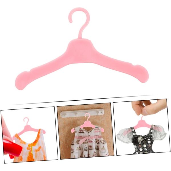 Didiseaon 100 Pezzi Mini Grucce Rosa in Plastica per Vestiti Bambole, Accessori Sicuri