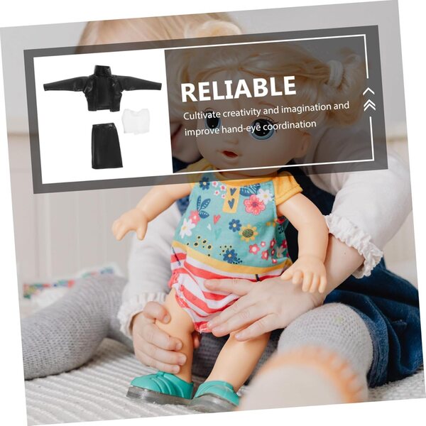 Completo Carriera per Bambole 30 cm con Giacca PU e Gonna in Pelle Elegante