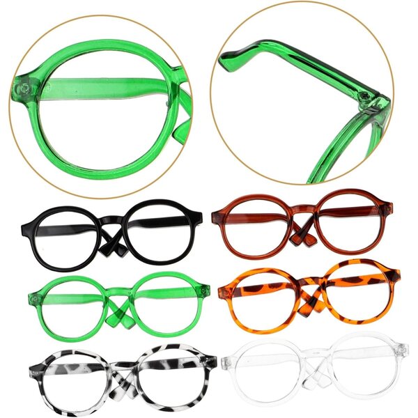 6 Occhiali per Bambole in Plastica Leggera Colorata, Accessori Moda Miniatura DIY