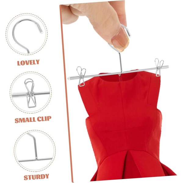 Mini Grucce in Metallo Argento per Bambole 12cm - Set 5 Pezzi per Armadio e Casa delle Bambole