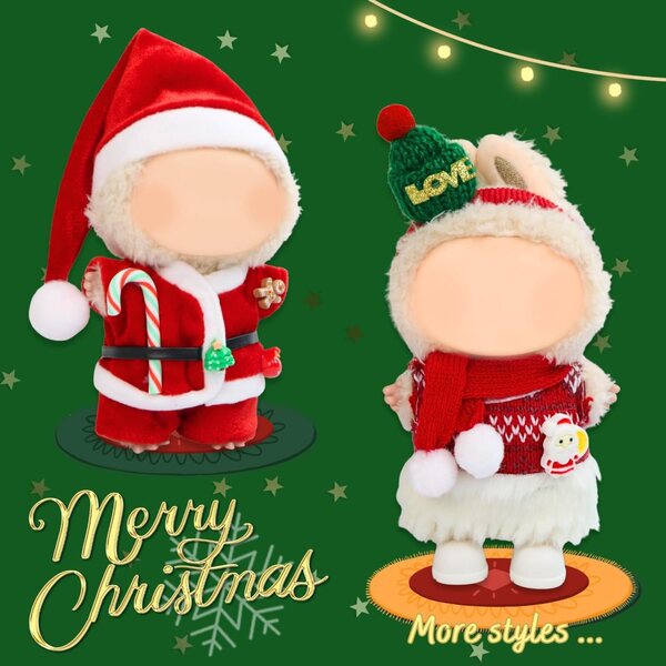 5-teiliges Winterset für 17 cm große Puppen mit Mütze, Schal, Rock und Weihnachtsschuhen