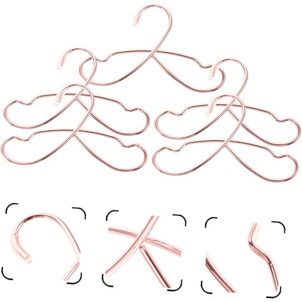 Grucce per Bambole 5 pezzi oro rosa mini appendiabiti robusti e leggeri