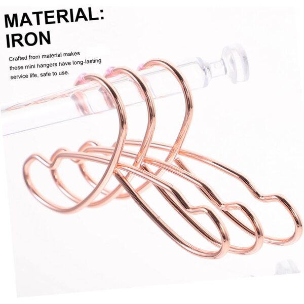 ifundom 5 Stück Mini-Kleiderbügel aus Eisen in Roségold für Puppen, 12 x 7,5 cm, Heimdekoration