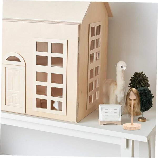 Eleganter Holzständer für Perücken und Puppenhüte 22x10x10 cm