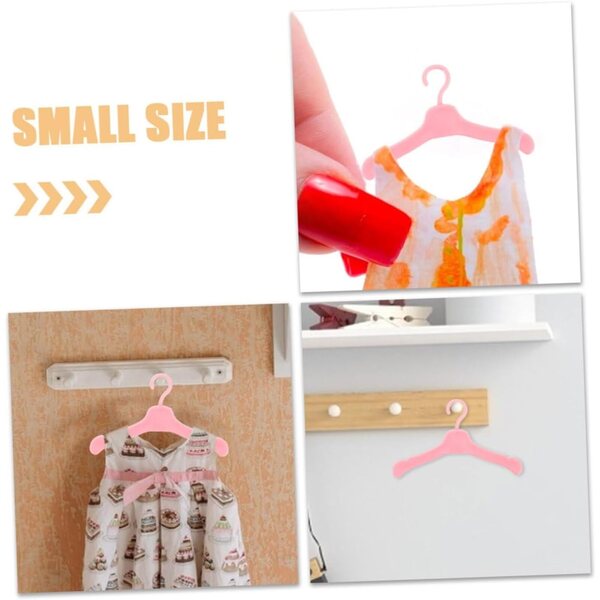 PLAFOPE 100 Mini Grucce Rosa in Plastica per Vestiti Bambole, Accessori Giocattolo