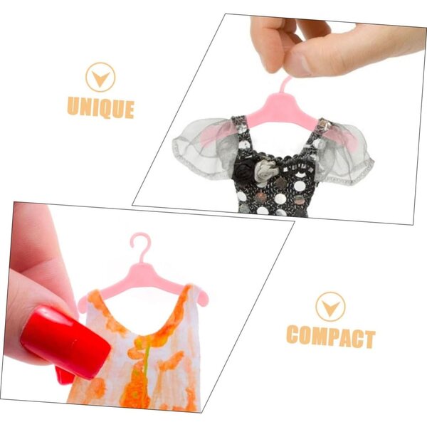 PLAFOPE 100 Mini Grucce Rosa in Plastica per Vestiti Bambole, Accessori Giocattolo