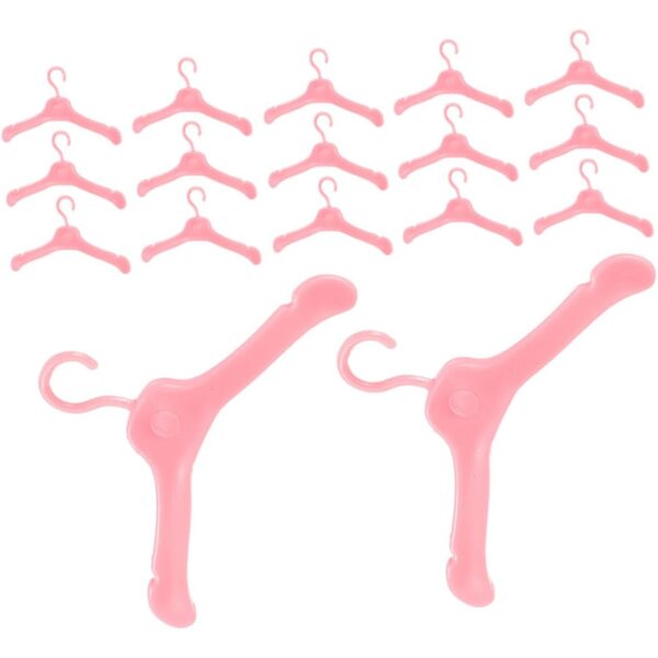 UPKOCH 60 Stück Miniatur-Puppen-Kleiderbügel für Kleider und Röcke, Rosa