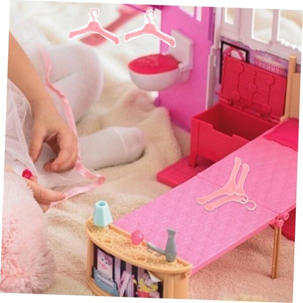 UPKOCH 60 Stück Miniatur-Puppen-Kleiderbügel für Kleider und Röcke, Rosa