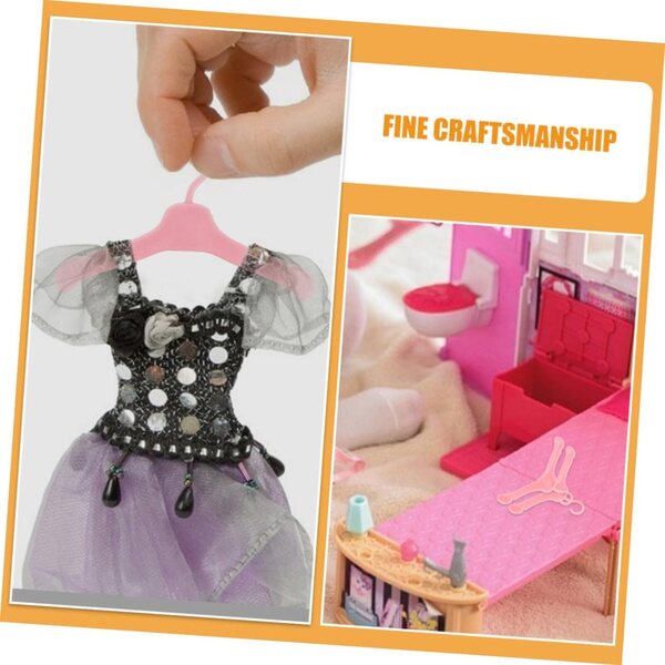 UPKOCH 60 Stück Miniatur-Puppen-Kleiderbügel für Kleider und Röcke, Rosa