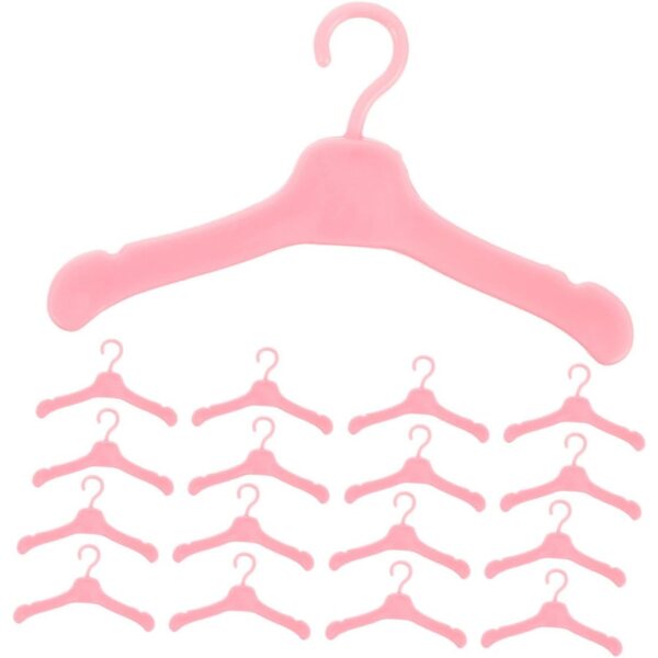 Vaguelly 60 rosa Mini-Kleiderbügel für Puppen – widerstandsfähige und kompakte Kleiderbügel für Puppenhäuser