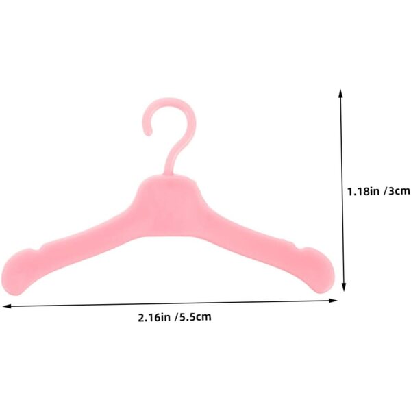 Vaguelly 60 rosa Mini-Kleiderbügel für Puppen – widerstandsfähige und kompakte Kleiderbügel für Puppenhäuser