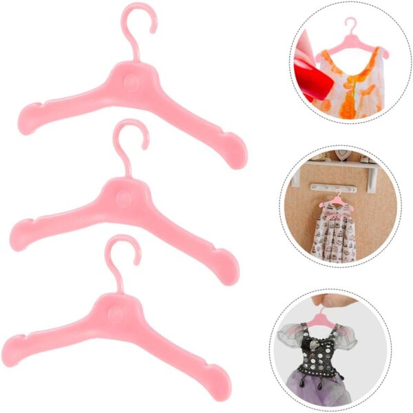Vaguelly 60 rosa Mini-Kleiderbügel für Puppen – widerstandsfähige und kompakte Kleiderbügel für Puppenhäuser