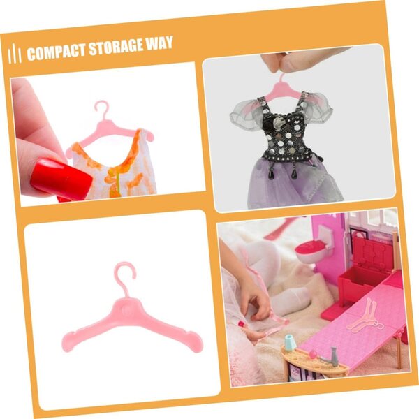 Vaguelly 60 rosa Mini-Kleiderbügel für Puppen – widerstandsfähige und kompakte Kleiderbügel für Puppenhäuser
