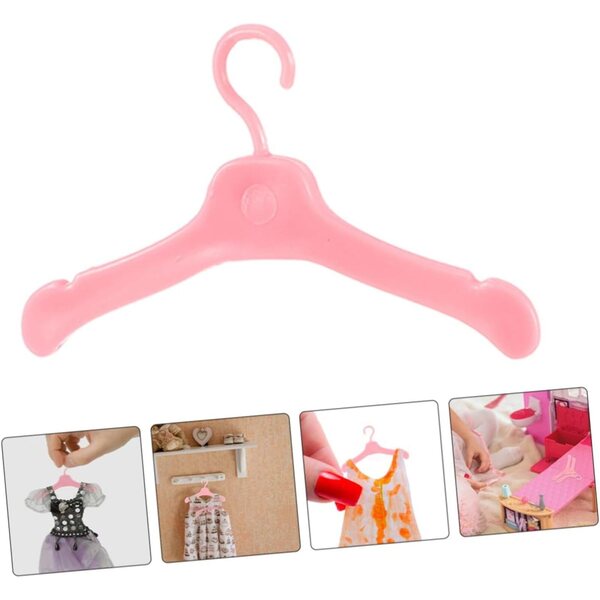 Vaguelly 60 rosa Mini-Kleiderbügel für Puppen – widerstandsfähige und kompakte Kleiderbügel für Puppenhäuser