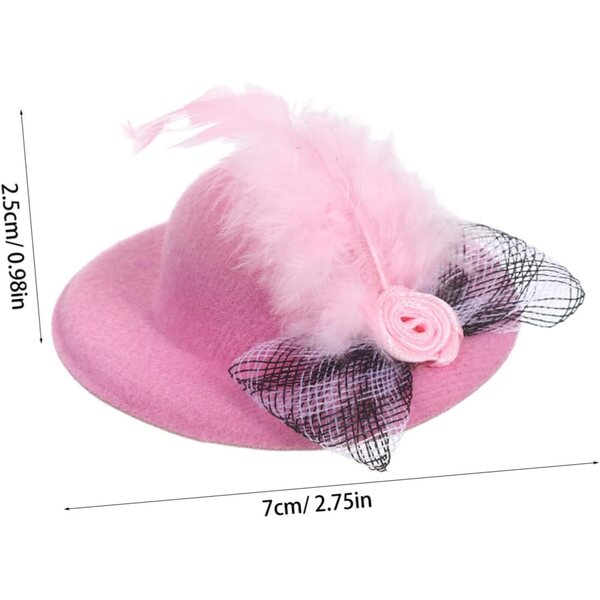 5 Mini Cappelli per Bambole a Cilindro con Rete e Fiori per Feste e Giochi