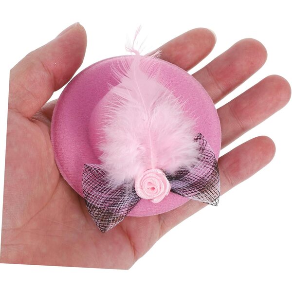 5 Mini Cappelli per Bambole a Cilindro con Rete e Fiori per Feste e Giochi
