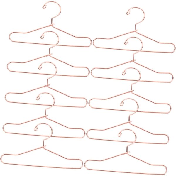 Set 10 Mini Appendiabiti in Metallo Rosè per Bambole - Grucce Resistenti e Decorativi