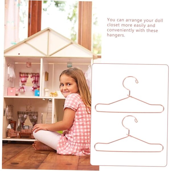 Set 10 Mini Appendiabiti in Metallo Rosè per Bambole - Grucce Resistenti e Decorativi