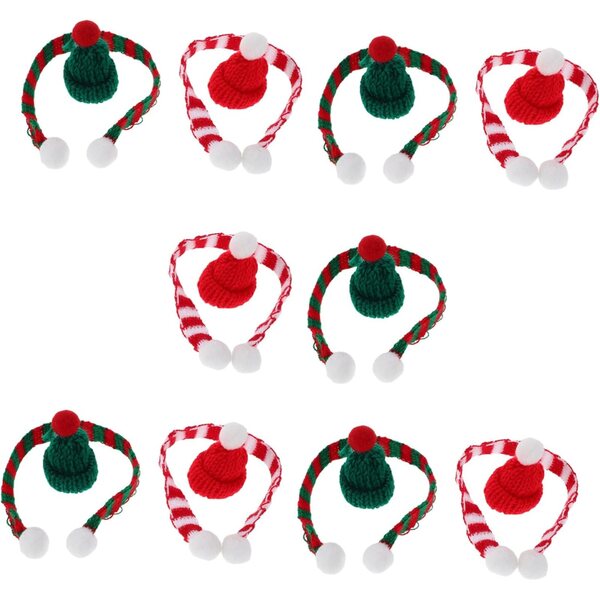 20 Mini Cappelli e Sciarpe di Natale per Bambole e Decorazioni Festive Rosso e Verde