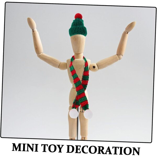 20 Mini Cappelli e Sciarpe di Natale per Bambole e Decorazioni Festive Rosso e Verde