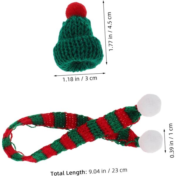 20 Mini Cappelli e Sciarpe di Natale per Bambole e Decorazioni Festive Rosso e Verde