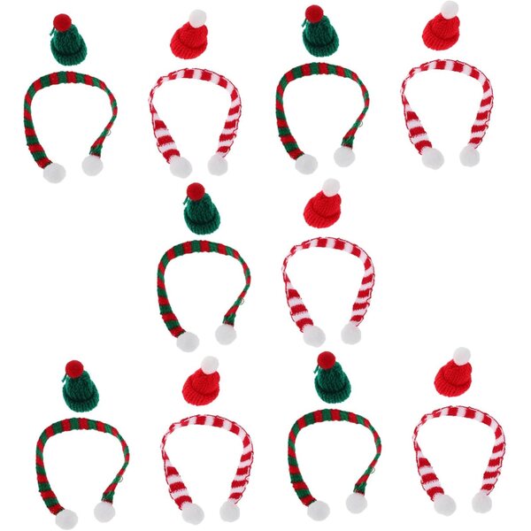 BESTonZON 20 Mini Cappelli e Sciarpe Natalizie per Bambole e Decorazioni Fai da Te