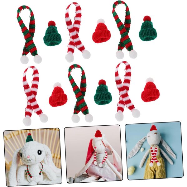 BESTonZON 20 Mini Cappelli e Sciarpe Natalizie per Bambole e Decorazioni Fai da Te
