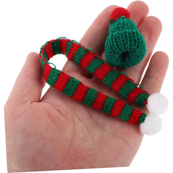 Set 20 Mini Cappelli e Sciarpe Natalizie per Bambole e Decorazioni Fai da Te