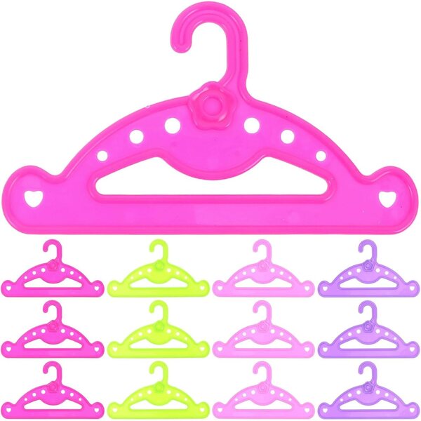 ORFOFE Mini-Kleiderbügel für Puppen, 16 Stück, bunte Spielzeug-Organisation aus Kunststoff