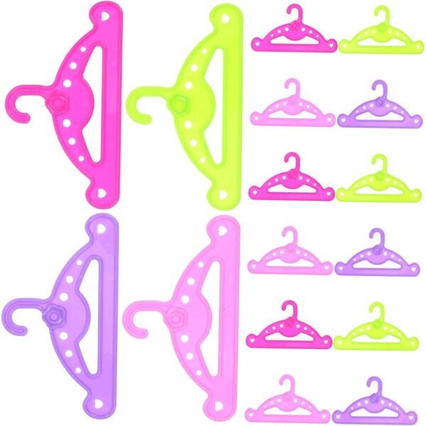 iplusmile 16 Mini Grucce Colorate in Plastica per Vestiti di Bambole - Set Completo