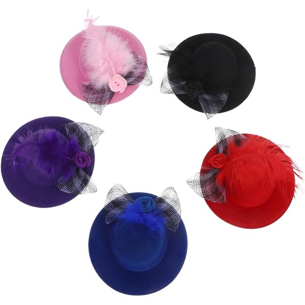 Mini Cappelli Top Hat per Bambole 5 Pezzi Colorati Leggeri e Decorativi DIY