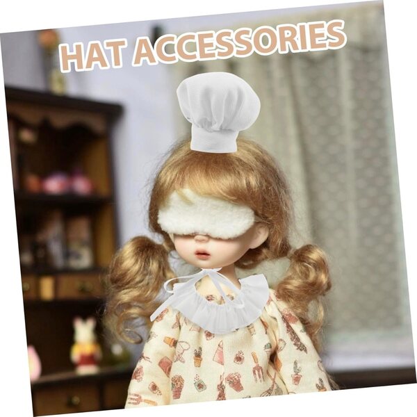 Set 2 Mini Cappelli Chef e Foulard per Bambole Accessori Cucina Morbidi e Decorativi